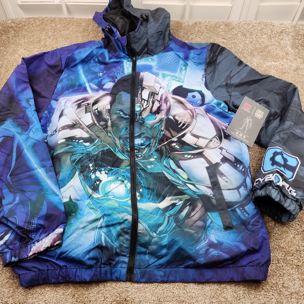 Cyborg DC Justice League Tango Hotel Jacket Large All‎ Over Print NWT